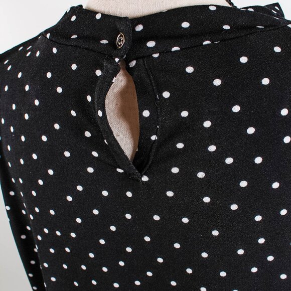 Adrianna Papell Black White Polkadot High Neck Sleeveless Blouse - XL - Picture 4 of 8